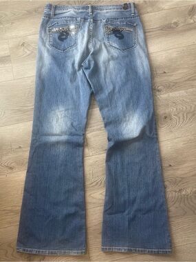 Crest Light Blue Boot-Cut Jeans with Sequin Back Pockets